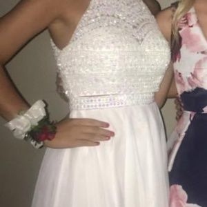 Sherri hill white beaded two piece dress with option to make one piece